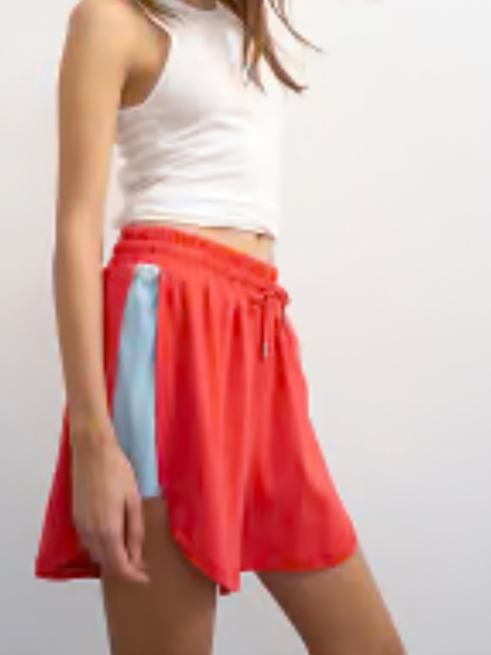 Topshop Coral Athletic Shorts with Light Blue Side Stripe small new with tags